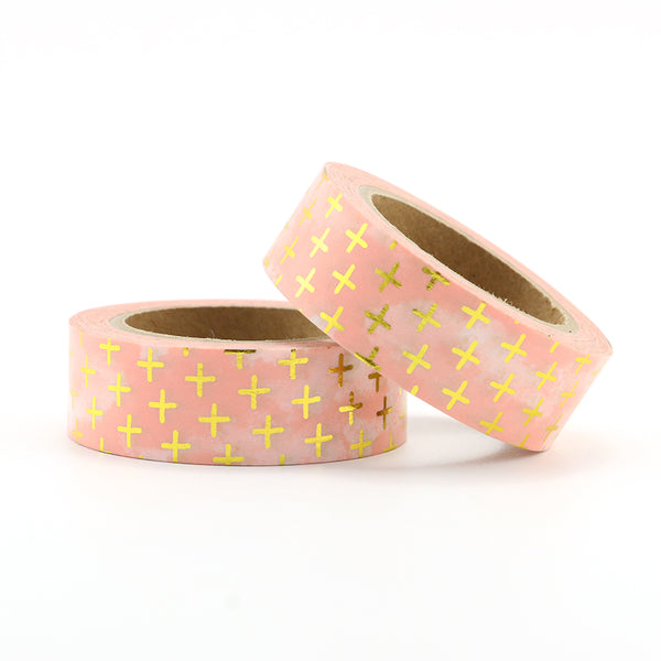 Wholesale Custom neutral color adhesive matte pink and gold feather washi  tape OEM ODM